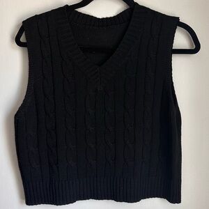Black Knit Sleeveless Sweater